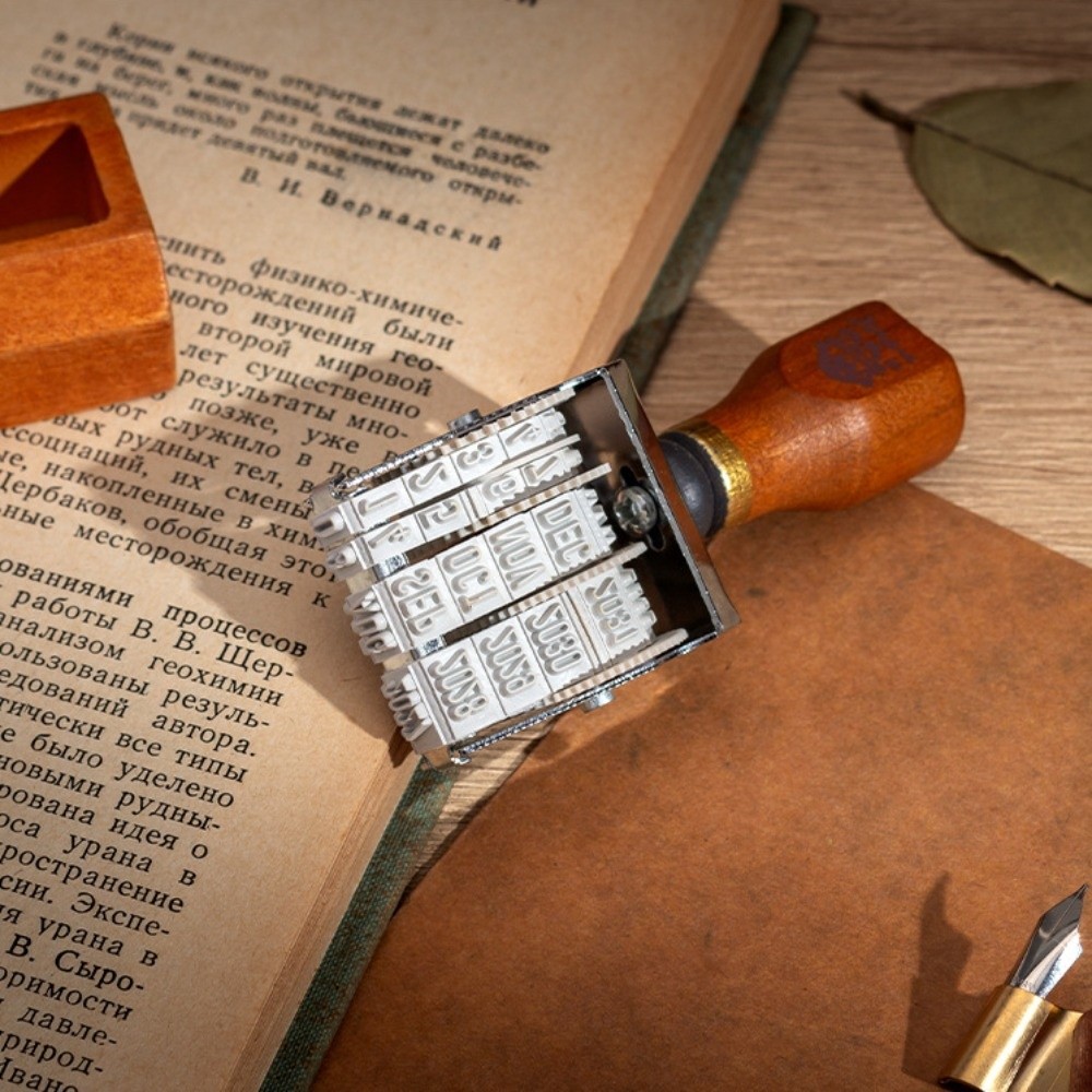 Rouleau en bois rétro, sceau d - Rubber Date Stamp avis et prix